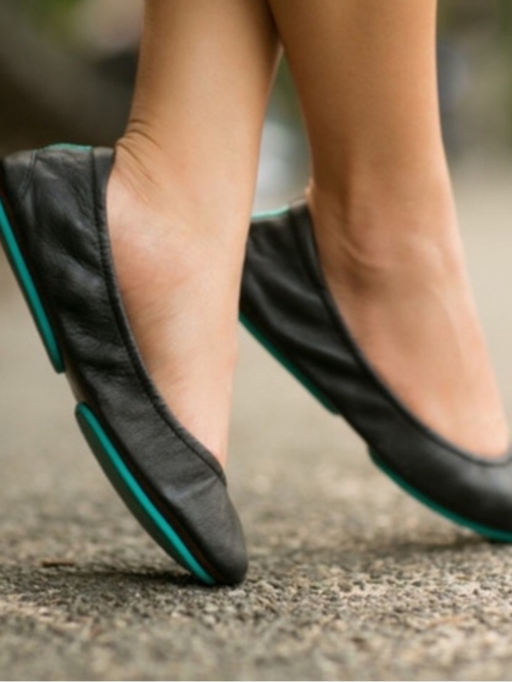 TIEKS BY GAVRIELL Black Ballet Flats with Teal Accents Size 9